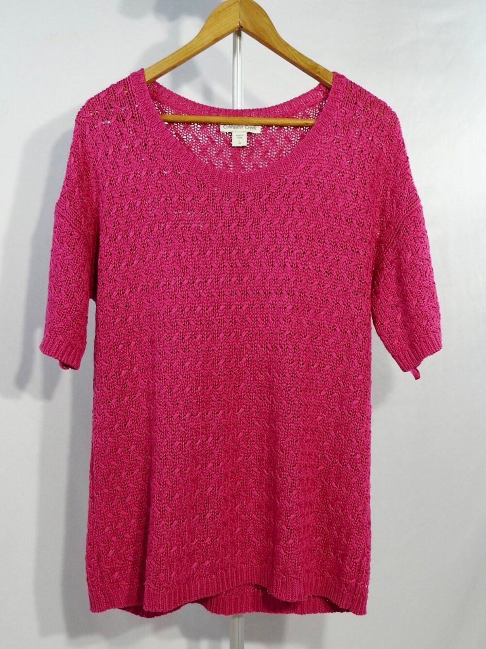 Coldwater Creek Sz L (14) Short Sleeved Knit Sweater Pink Womens Acrylic 101468